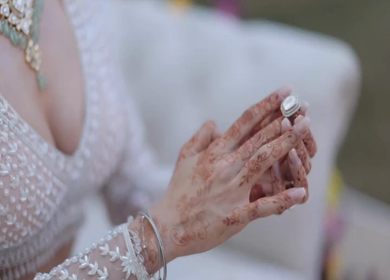A Slow Motion Shot of an Indian Bride showing her Bridal Jewellery at her Indian Wedding in India