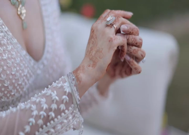 A Slow Motion Shot of an Indian Bride showing her Bridal Jewellery at her Indian Wedding in India
