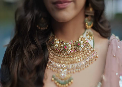 A Slow Motion Shot of an Indian Bride showing her Bridal Jewellery at her Indian Wedding in India