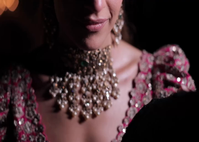 A Slow Motion Shot of an Indian Bride showing her Bridal Jewellery at her Indian Wedding in India