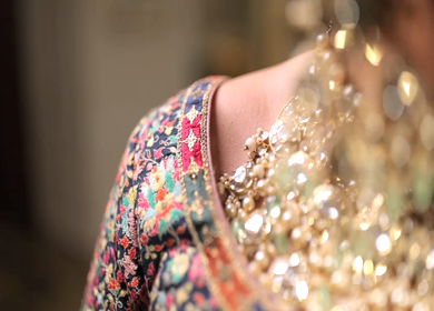 A Slow motion Shot of an Indian Bride showing her Bridal Jewellery at her Indian Wedding in India