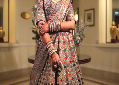 A Slow motion Shot of an Indian Bride showing her Bridal Jewellery at her Indian Wedding in India