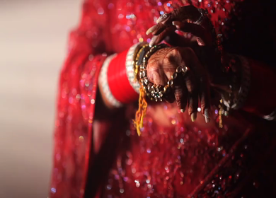 A Slow motion Shot of an Indian Bride showing her Bridal Jewellery at her Indian Wedding in India