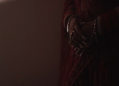 A Slow motion Shot of an Indian Bride showing her Bridal Jewellery at her Indian Wedding in India