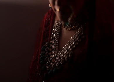 A Slow motion Shot of an Indian Bride showing her Bridal Jewellery at her Indian Wedding in India
