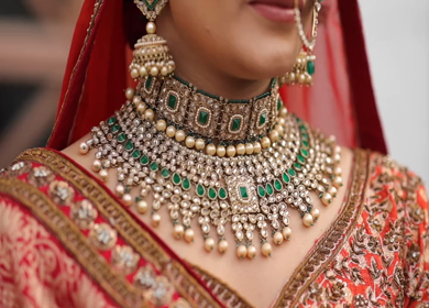 A Slow motion Shot of an Indian Bride showing her Bridal Jewellery at her Indian Wedding in India