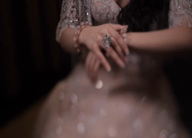 A Slow Motion Shot of an Indian Bride showing her Bridal Jewellery at her Indian Wedding in India