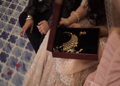 A Slow Motion Shot of an Indian Bride showing her Bridal Jewellery at her Indian Wedding in India
