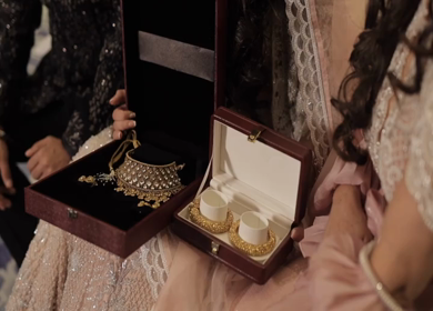 A Slow Motion Shot of an Indian Bride showing her Bridal Jewellery at her Indian Wedding in India