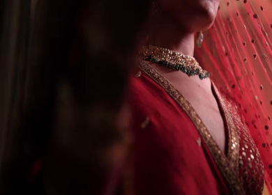A Slow Motion Shot of an Indian Bride showing her Bridal Jewellery at her Indian Wedding in India