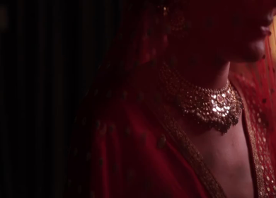 A Slow Motion Shot of an Indian Bride showing her Bridal Jewellery at her Indian Wedding in India