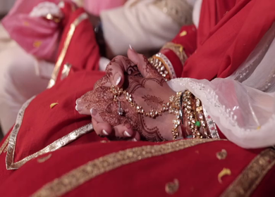 A Slow Motion Shot of an Indian Bride showing her Bridal Jewellery at her Indian Wedding in India