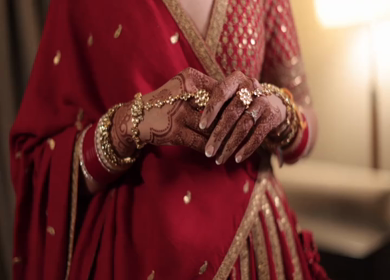 A Slow Motion Shot of an Indian Bride showing her Bridal Jewellery at her Indian Wedding in India