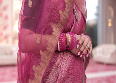 A Slow Motion Shot of an Indian Bride showing her Bridal Jewellery at her Indian Wedding in India
