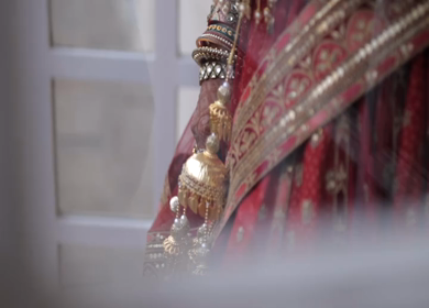 A Slow Motion Shot of an Indian Bride showing her Bridal Jewellery at her Indian Wedding in India