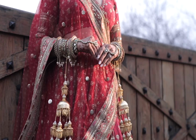 A Slow Motion Shot of an Indian Bride showing her Bridal Jewellery at her Indian Wedding in India