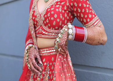 A Slow Motion Shot of an Indian Bride showing her Bridal Jewellery at her Indian Wedding in India