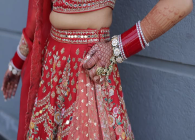 A Slow Motion Shot of an Indian Bride showing her Bridal Jewellery at her Indian Wedding in India