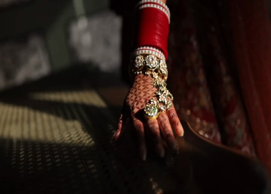 A Slow Motion Shot of an Indian Bride showing her Bridal Jewellery at her Indian Wedding in India