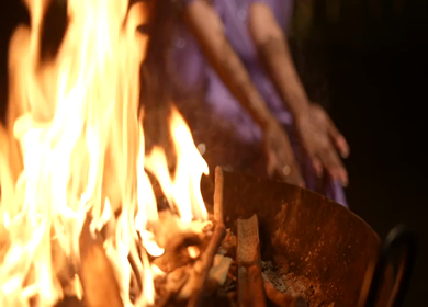 A Shot of Indian Bride showing Mehndi in her Hands at her Indian Wedding in New Delhi, India