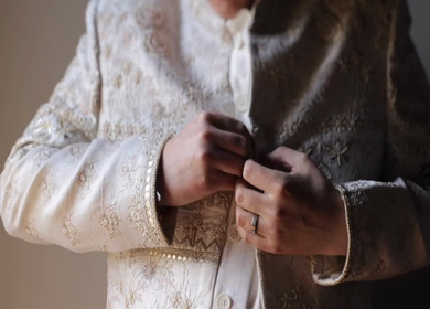 A shot of an Indian Groom getting ready for his Indian Wedding in India