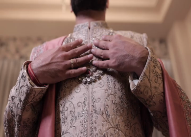 A shot of an Indian Groom getting ready for his Indian Wedding in India