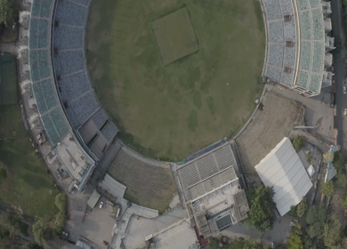 An aerial shot of the Empty Cricket Stadium  Lockdown at New Delhi,India