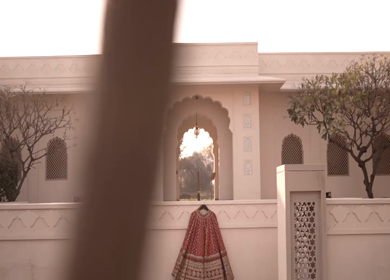 New Delhi, India - 8 December 2024 : A Shot of an Indian Bride's Wedding lehenga in India
