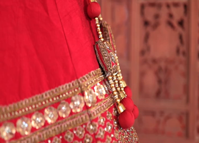 New Delhi, India - 8 December 2024 : A Shot of an Indian Bride's Wedding lehenga in India