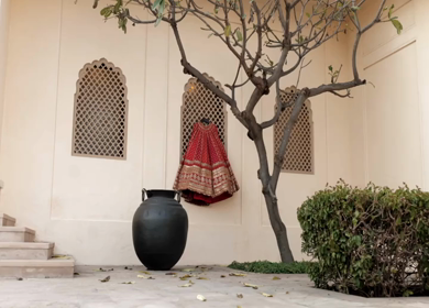 New Delhi, India - 8 December 2024 : A Shot of an Indian Bride's Wedding lehenga in India