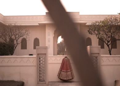 New Delhi, India - 8 December 2024 : A Shot of an Indian Bride's Wedding lehenga in India