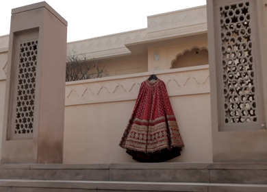 New Delhi, India - 8 December 2024 : A Shot of an Indian Bride's Wedding lehenga in India