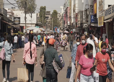 4th April 2021: Shot of people at Central Market during Covid-19 at New Delhi,India