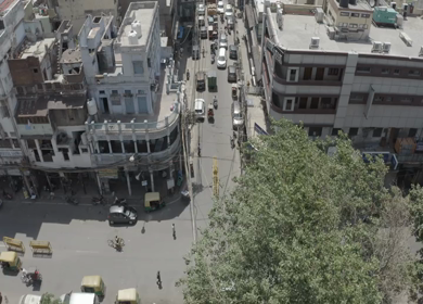 An aerial shot of Chandni Chowk during COVID-19 lockdown