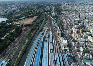 A drone shot of an empty Chennai central Railway Station during the COVID-19 lockdown India