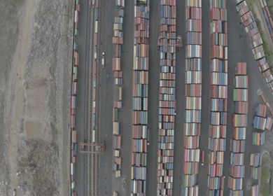An aerial shot of storage containers during Covid-19 Lockdown in New Delhi
