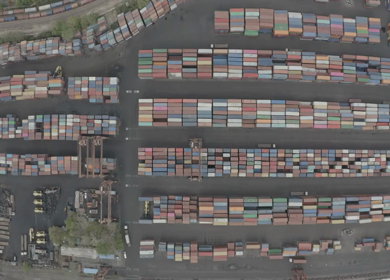 An aerial shot of storage containers during Covid-19 Lockdown in New Delhi