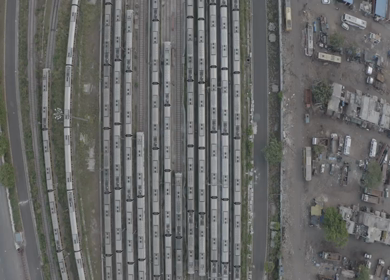 An aerial shot of Delhi Metros during the COVID-19 lockdown in New Delhi, India