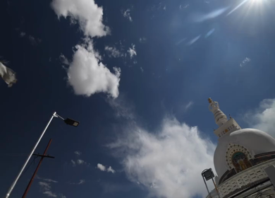 A Slow Motion Shot of the flags waving in Leh Ladakh,India