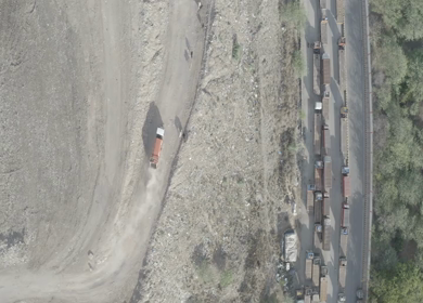 An Aerial Shot of work going on at Garbage Collection area 