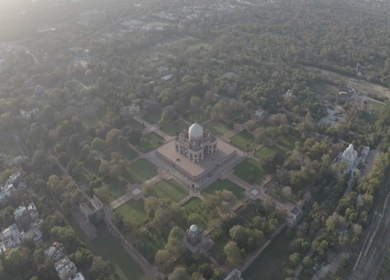 An aerial shot of Humayuns Tomb during the COVID-19 lockdown in New Delhi,India