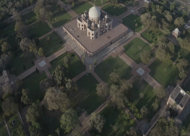 An aerial shot of Humayuns Tomb during the COVID-19 lockdown in New Delhi