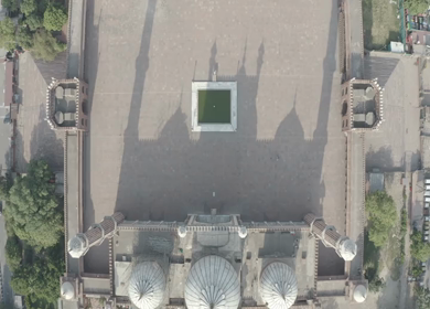 An aerial shot of Jama Masjid during COVID-19 lockdown
