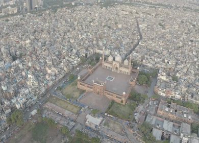 An aerial shot of Jama Masjid, Chandni Chowk during the COVID-19 