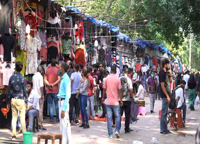Shot of people shopping at Janpath Market New Delhi,India