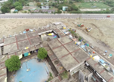 An aerial shot of Koyambedu Market place during the COVID-19 lockdown in Chennai, India