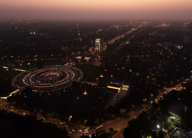 Aerial shot of the National War Memorial park at India Gate in New delhi,India