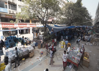 4th April 2021: Shot of people at Nehru Place market at New Delhi in India