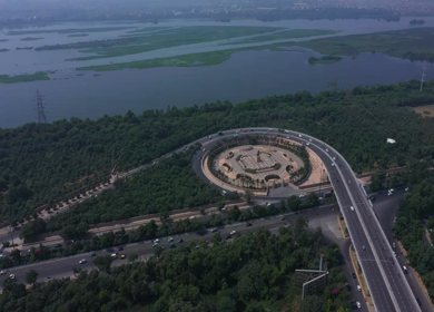 An aerial shot of the Noida film city flyover at Noida,NCR,India