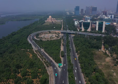 An aerial shot of the Noida film city flyover at Noida,NCR,India
